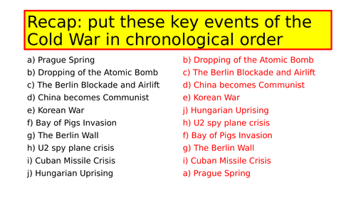 AQA 8145 - Conflict and Tension Cold War: Consequences of the Prague Spring