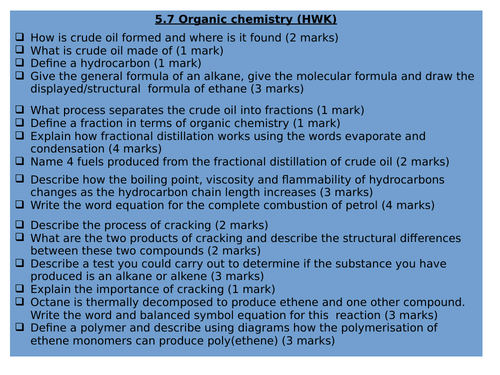 5.7: AQA Organic Chemistry (Combined Trilogy)