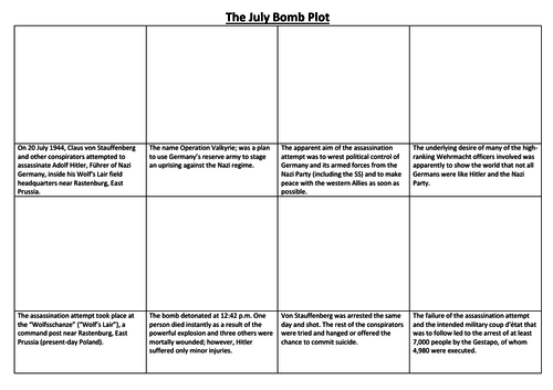 The July Bomb Plot Comic Strip and Storyboard
