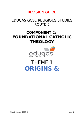 Eduqas Component 1 Route B Origins and Meanings Revision Guide ...