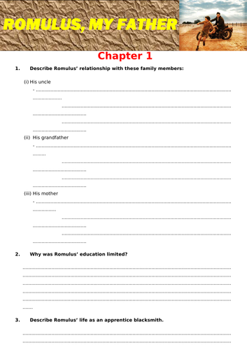 Romulus, My Father - Activities for Chapters 1-6