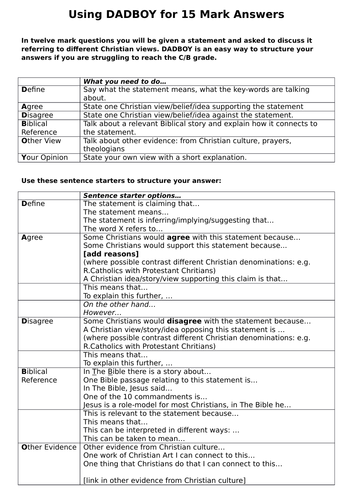 Religious Studies (OCR B) 'Answering 15 Mark Questions' Pack  [Display, Worksheet, PPT](Exam Tech...