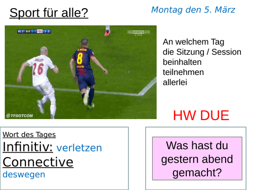 German:  Sport - Listening & Reading (AQA)