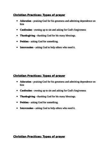 AQA 9-1 Religious Studies: Christian Practices -Prayer