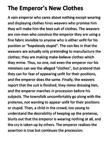 The Emperor's New Clothes Handout