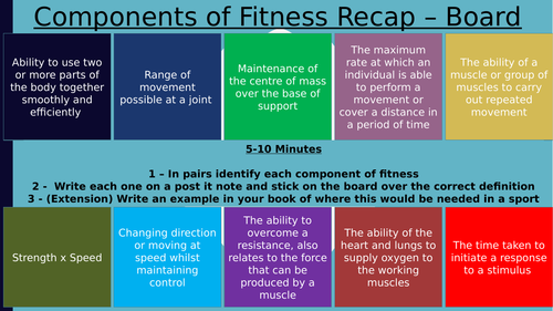 GCSE PE revision Components of fitness spin the bottle game