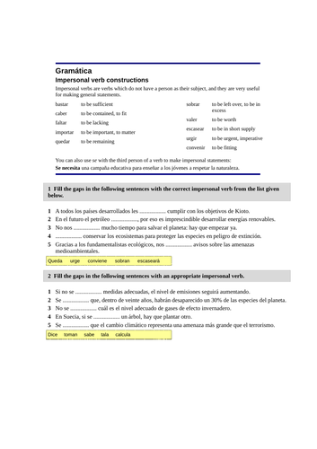 Spanish grammar worksheets (1/2) - bundle of 24