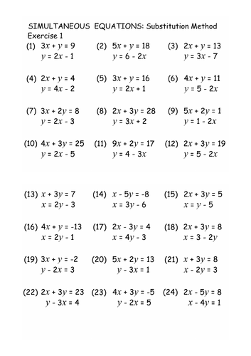 Simultaneous Equations: Algebraic