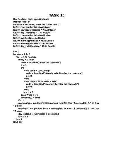 IGCSE Computer Science(0478) Pre Release may/June 2018 TASK 1 Solution in Visual Basic