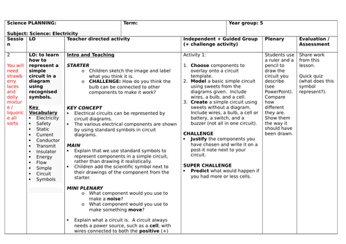 KS2 Electricity - Simple Circuit Symbols