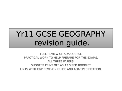 AQA GCSE 9-1 GEOGRAPHY FULL REVISION PACK