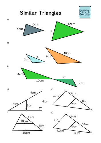 Increasingly Difficult Questions Similar Triangles Teaching Resources
