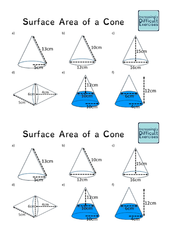 Increasingly Difficult Questions - Surface Area of a Cone