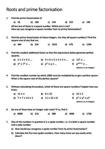 Roots and Prime Factorisation