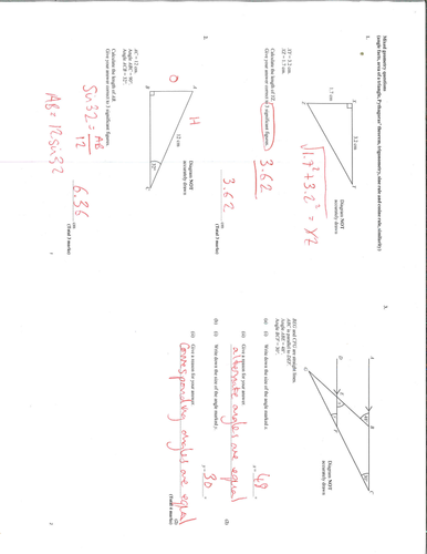 Mixed triangle revision questions (higher tier) MARK SCHEME