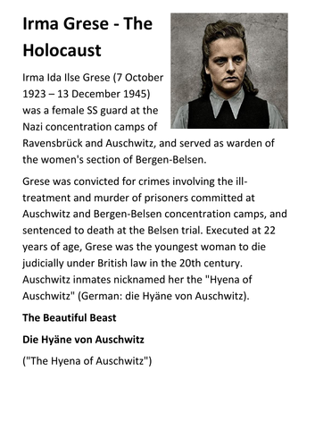 Irma Grese - The Holocaust Handout