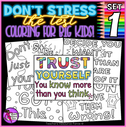 Growth Mindset Colouring Pages / Posters: Don't Stress The Test 1