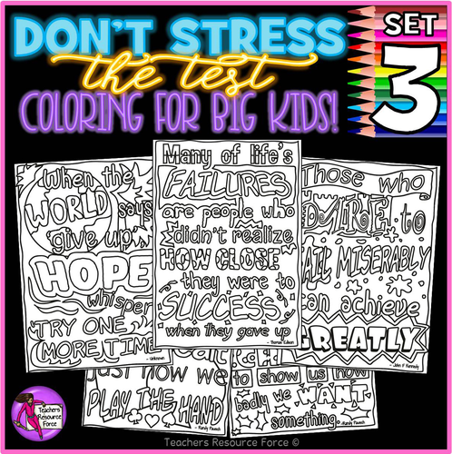 Growth Mindset Colouring Pages Posters Sheets Don T Stress The Test 3