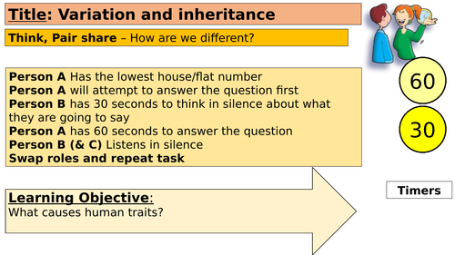 Variation, inheritance and punnett squares