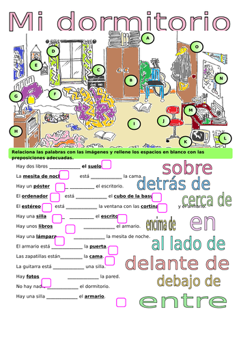 Mi Dormitorio My Room Prepositions