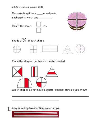 year 2 identifying and finding quarters set of worksheets for 2