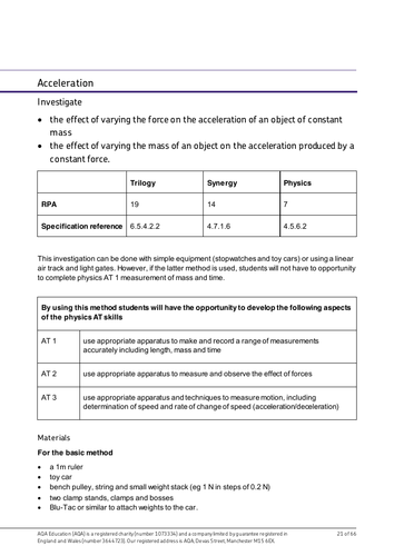 AQA Acceleration required practical