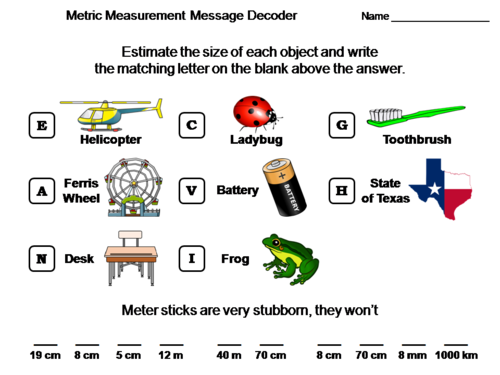Metric Measurement Activity: Math Message Decoder