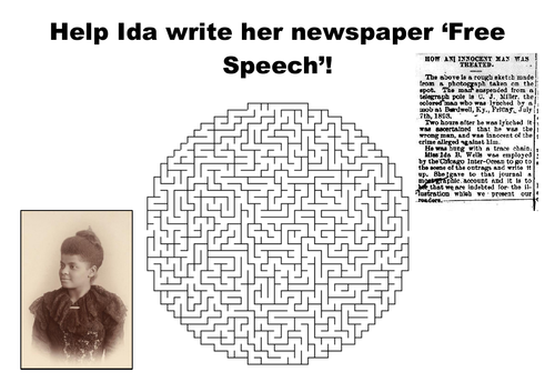 Help Ida B Wells write her newspaper maze puzzle