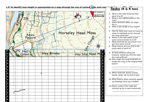 Cross Section Geography Worksheet Cross Section Map Skill Cross Section Activity | Teaching Resources