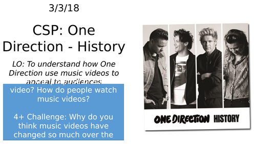 One Direction History CSP - AQA GCSE Media Studies - Music Video Close Study Product