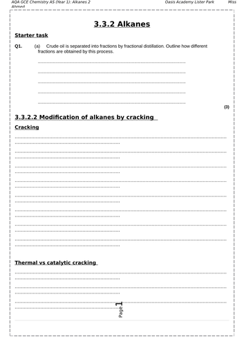 Alkanes Lesson 2