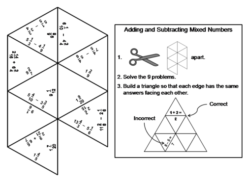 Adding and Subtracting Mixed Numbers Game: Math Tarsia Puzzle