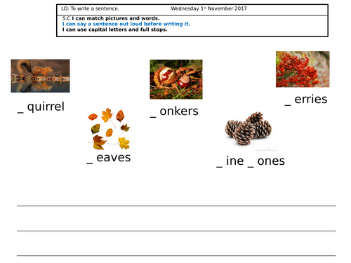 A set of seasonal Limericks (Autumn) along with a few worksheets.