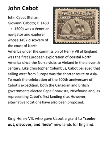 John Cabot Handout