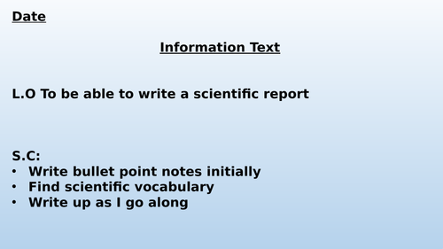 Scientific Information Text Writing - Earth and Space