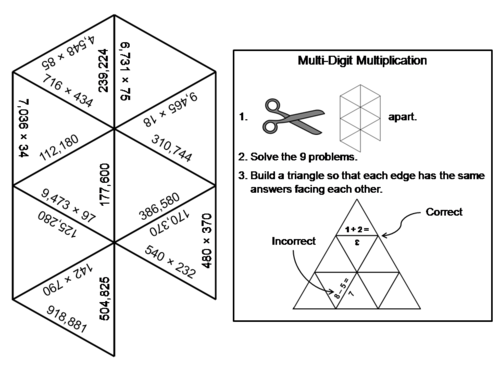 Multi-Digit Multiplication Game: Math Tarsia Puzzle