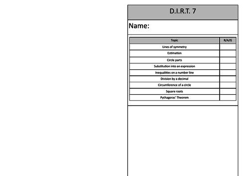 Foundation Maths D.I.R.T. worksheets and answers