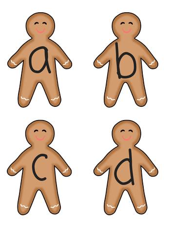 ABC Set on Gingerbread Men Biscuits