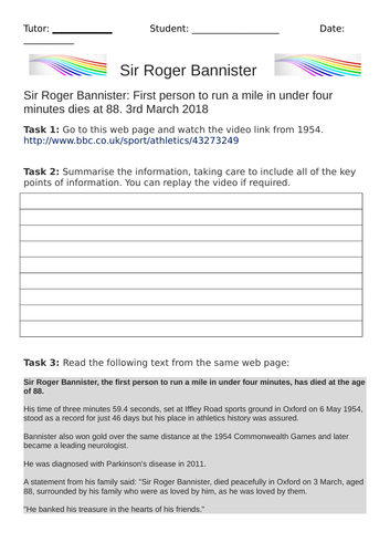 Roger Bannister English Comprehension
