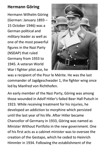 Hermann Göring Handout