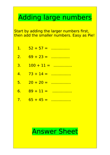 Adding larger numbers