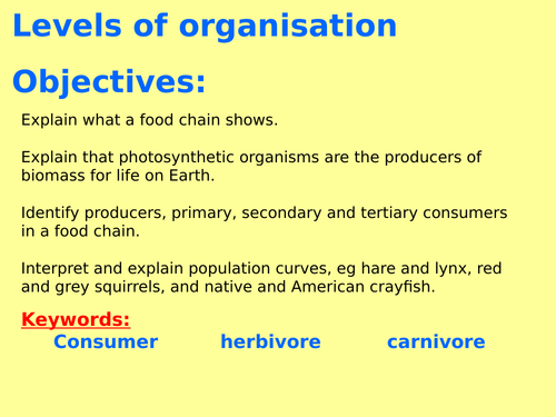 New AQA B7.3 (New Biology GCSE spec 4.7) – Levels of organisation (predator - prey cycles)