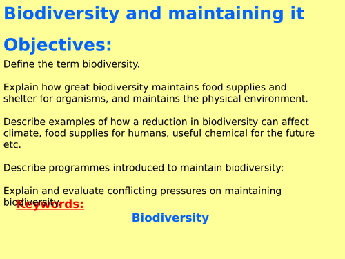 New AQA B7.7 (New Biology GCSE spec 4.7) – Biodiversity and maintaining it