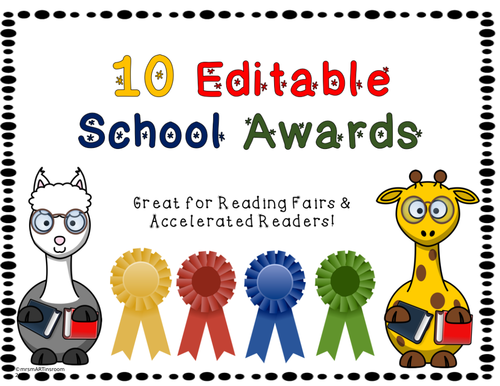 Editable School Awards