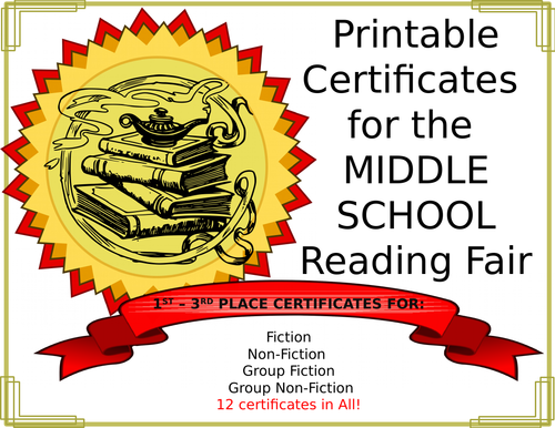Middle School Reading Fair Awards