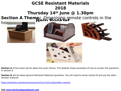 AQA 2018 Resistant Materials Pre Exam revision slides