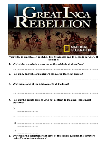 The Great Inca Rebellion worksheet