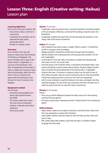 Haiku and Senryu: The bombing of Hiroshima and Nagasaki