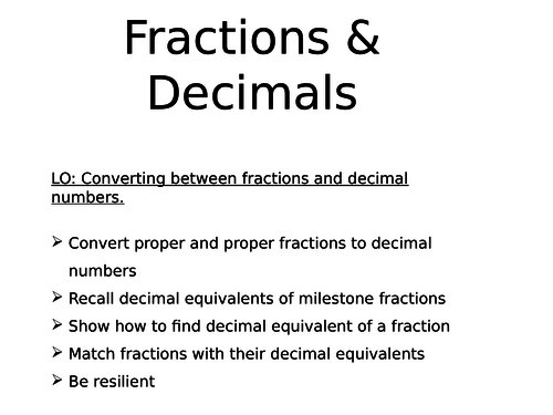 Fractions & Decimals