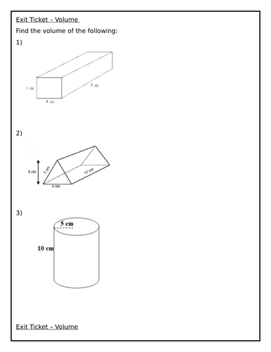 Exit Ticket - Basic Volume